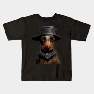 Dachshund in steampunk look, anthropomorphic Kids T-Shirt